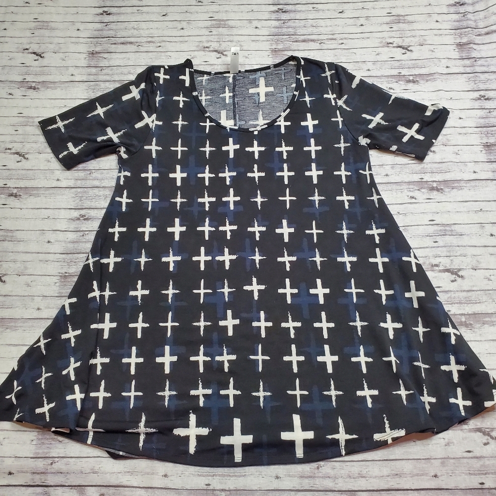 Lularoe Perfect T Tee Small Crosses Black
